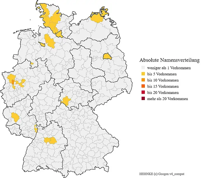 Nachname Hehnke Verteilung