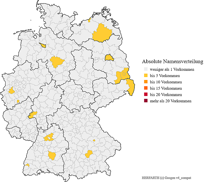 Karte Verteilung Nachanme Herfarth in Deutschland