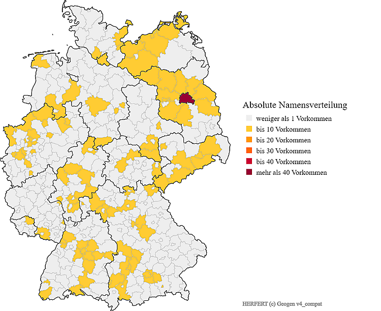 Karte Nachname Herfert Verteilung in Deutschland