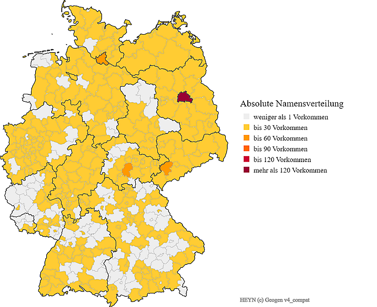 Karte Nachname Heyn Verteilung in Deutschland