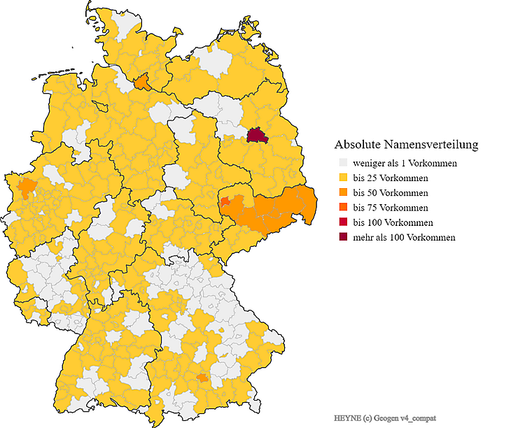 Karte Nachname Heyne Verteilung in Deutschland