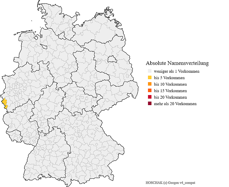 Nachname Hoschak Karte Verteilung in Deutschland