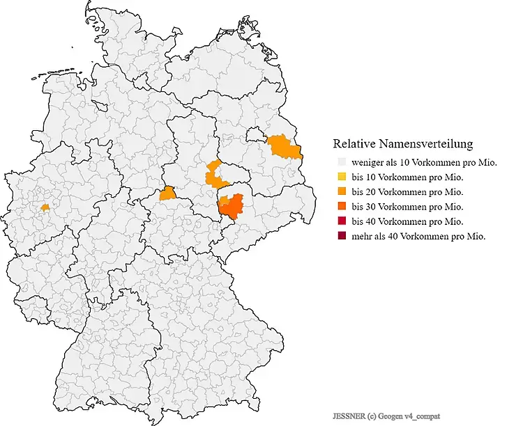 Nachname Jessner Karte Verteilung in Deutschland