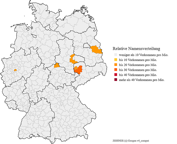 Nachname Jessner Karte Verteilung in Deutschland