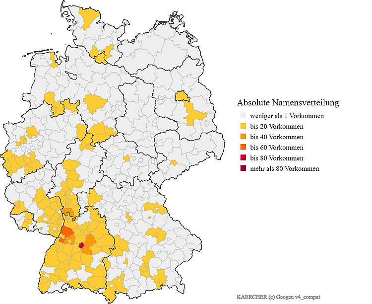 Nachname Kärcher Karte Verteilung in Deutschland