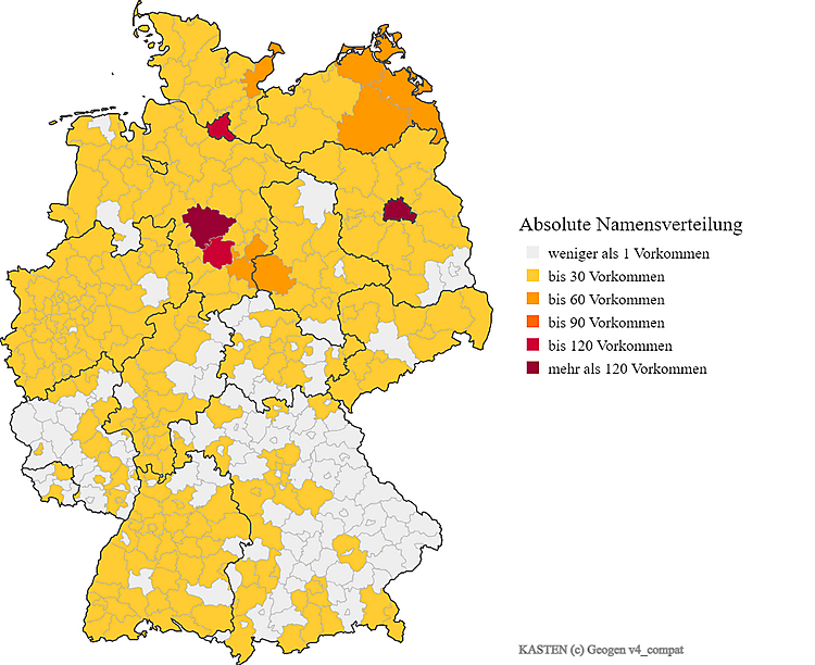 Nachname Kasten Karte Verteilung in Deutschland