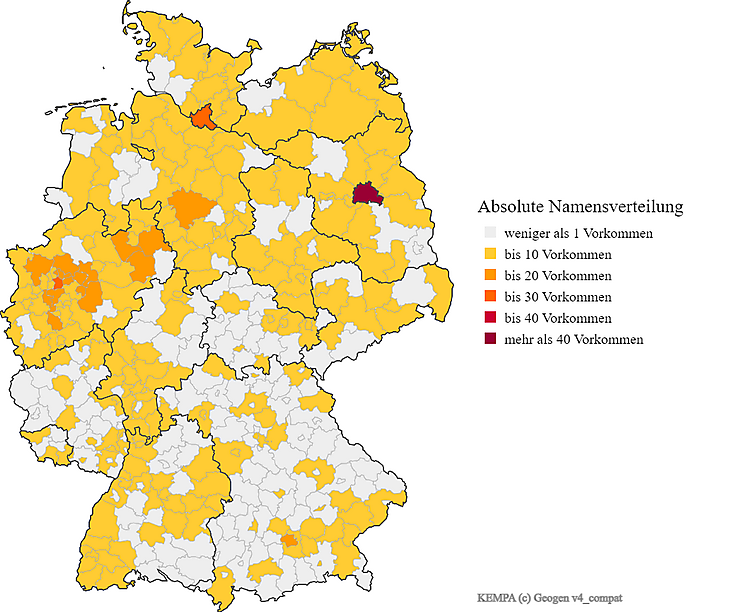 Nachname Kempa Karte Verteilung in Deutschland