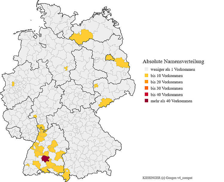 Karte Verteilung Kiesinger in Deutschland