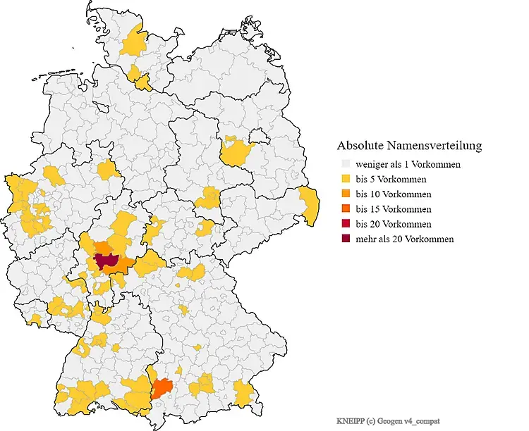 Nachname Kneipp Karte Verteilung in Deutschland