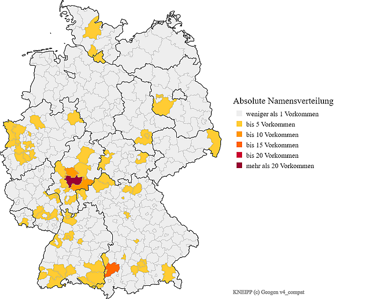 Nachname Kneipp Karte Verteilung in Deutschland