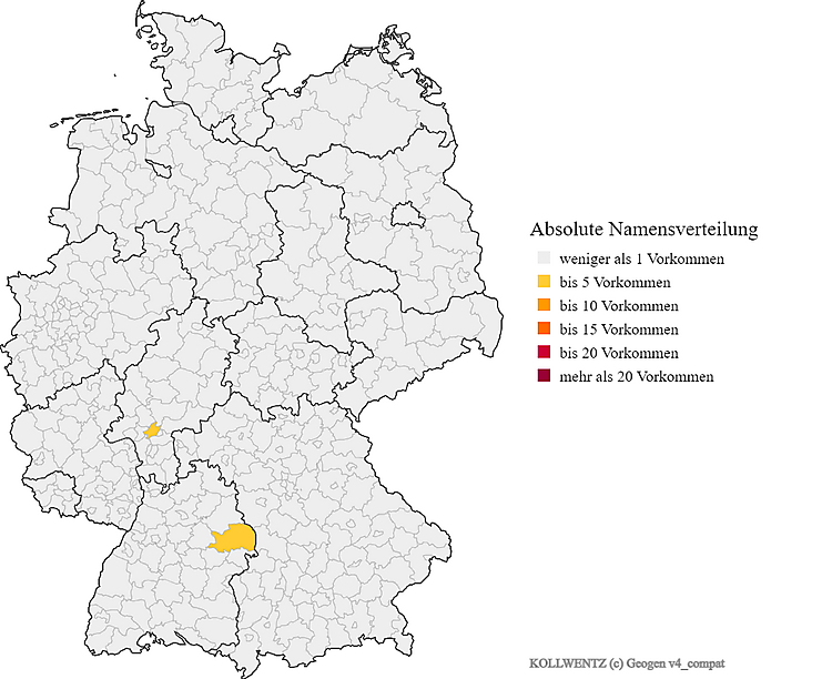 Nachname Kollwentz Karte Verteilung in Deutschland