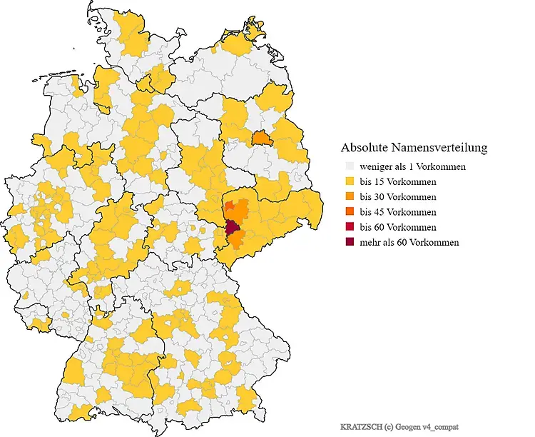 Nachname Kratzsch Karte Verteilung in Deutschland