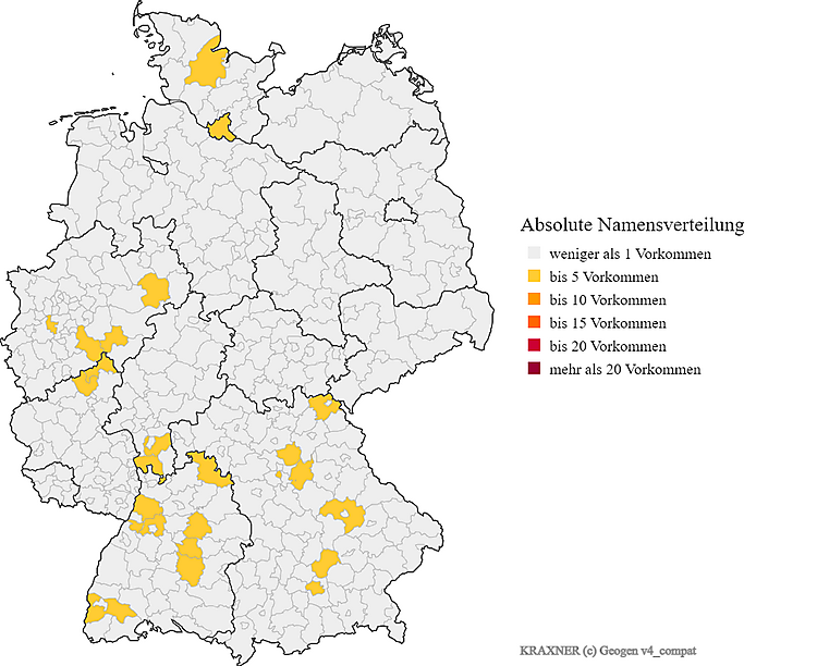 Nachname Kraxner Karte Verteilung in Deutschland
