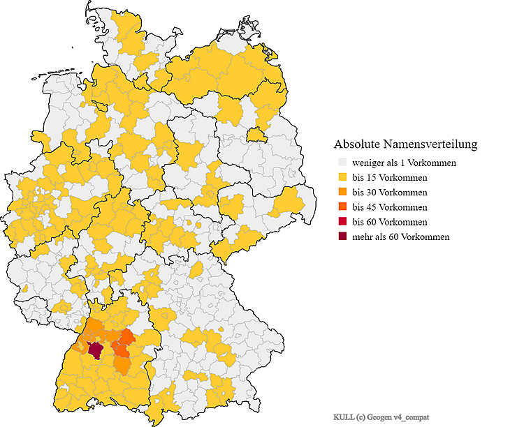 Karte Nachname Kull Verteilung in Deutschland