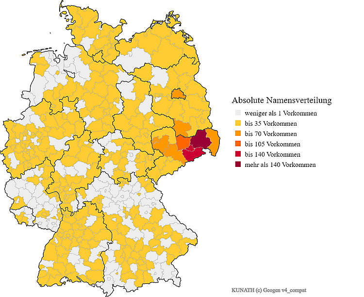 Nachname Kunath Karte Verteilung in Deutschland