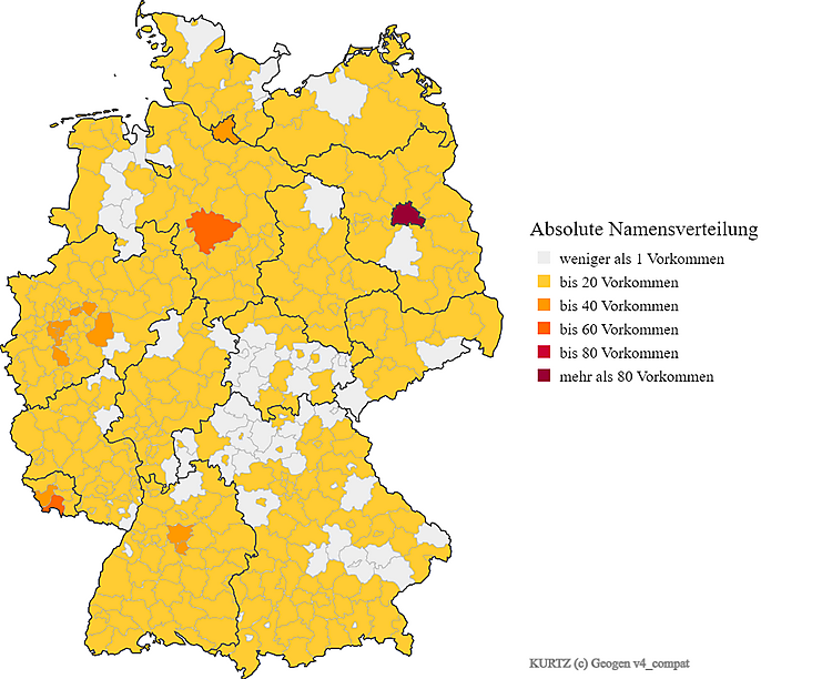 Karte Verteilung Kurtz in Deutschland