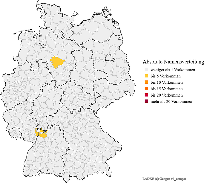 Karte Nachname Ladke Verteilung in Deutschland