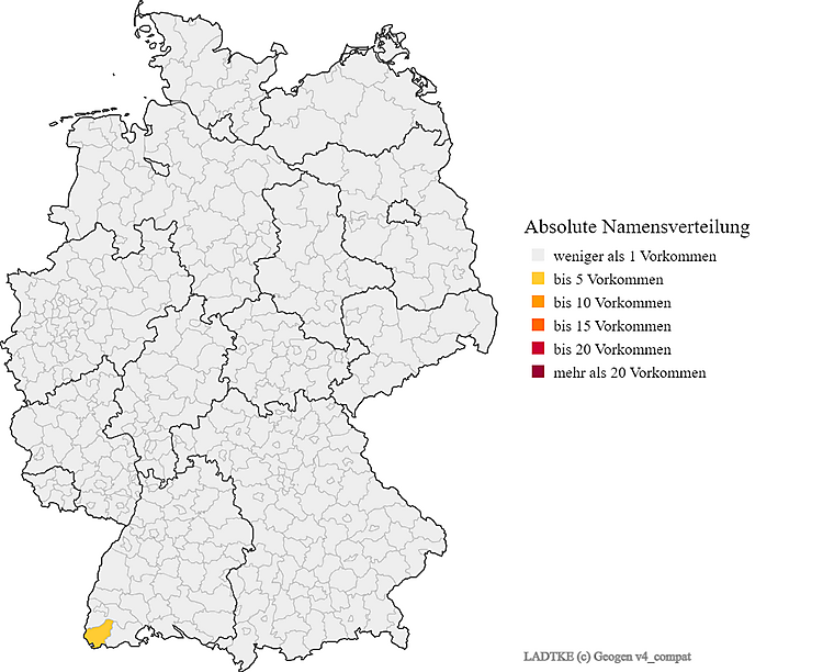Karte Nachname Ladtke Verteilung in Deutschland