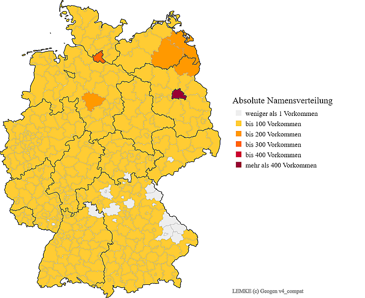Nachname Lemke Karte Verteilung in Deutschland