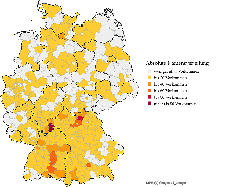 Karte Nachname Lieb Verteilung in Deutschland