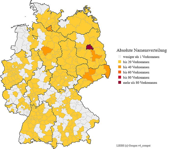 Karte Nachname Liebe Verteilung in Deutschland