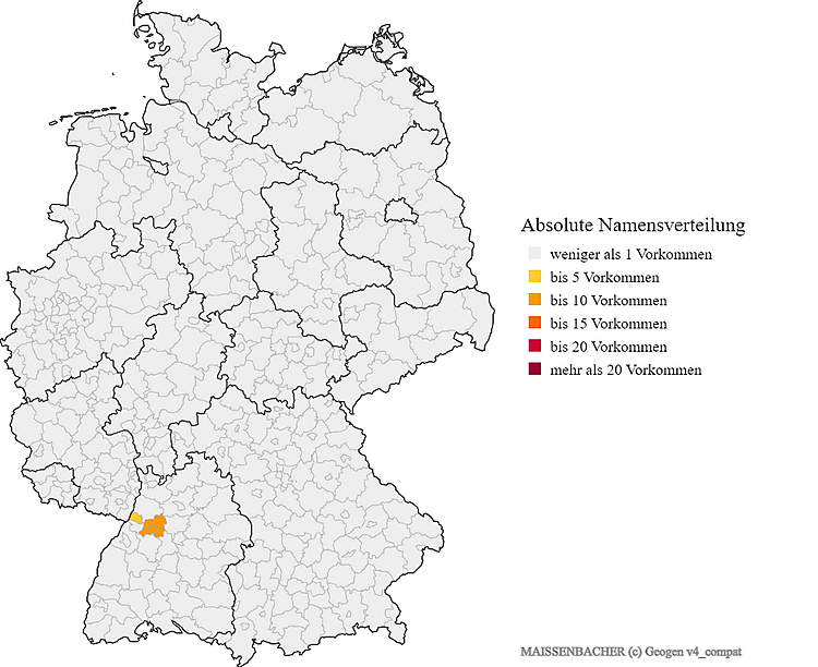 Nachname Maissenbacher Karte Verteilung in Deutschland