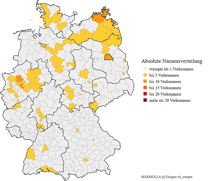 Nachname Marmulla Karte Verteilung in Deutschland