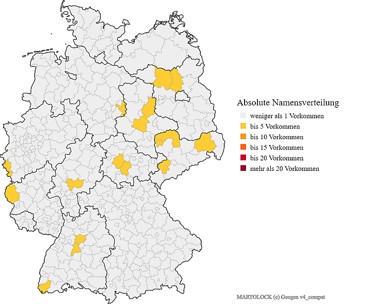 Nachname Martolock Karte Verteilung in Deutschland