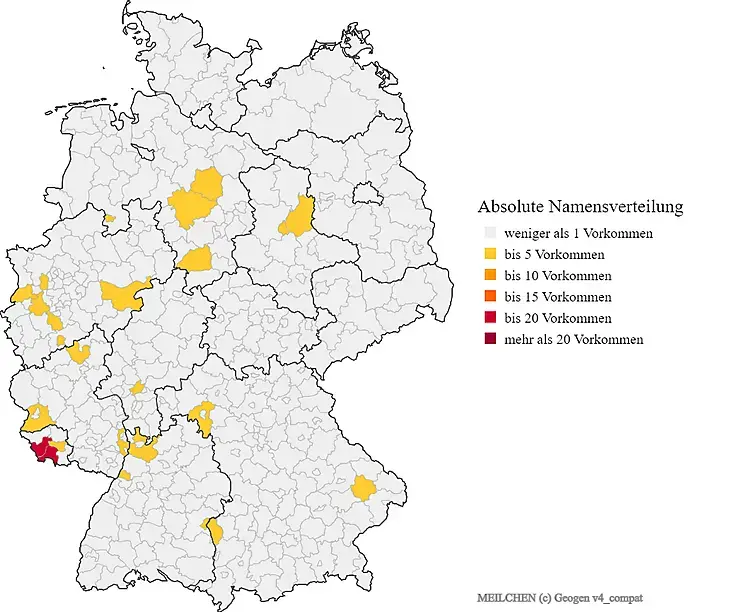 Nachname Meilchen Karte Verteilung in Deutschland