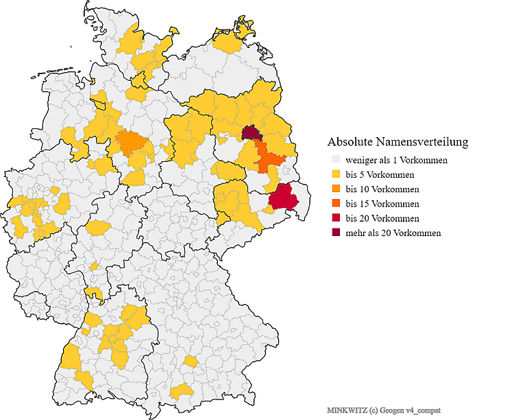 Nachname Minkwitz Verteilung in Deutschland