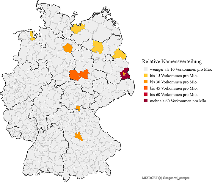 Nachname Mixdorf Karte Verteilung in Deutschland