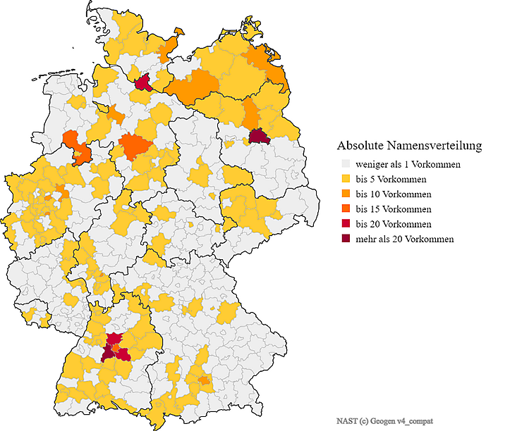 Nachname Nast Karte Verteilung in Deutschland