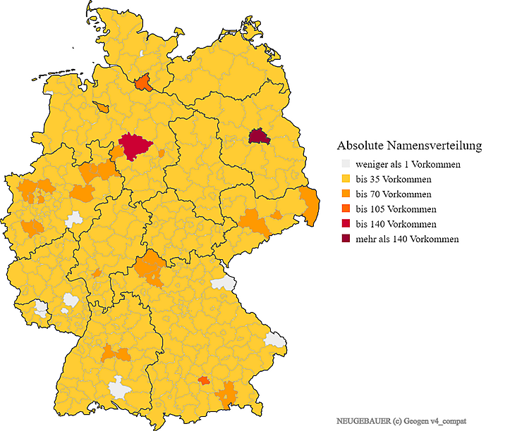 Nachname Neugebauer Karte Verteilung in Deutschland