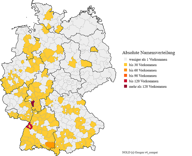 Karte Nachname Nold Verteilung in Deutschland