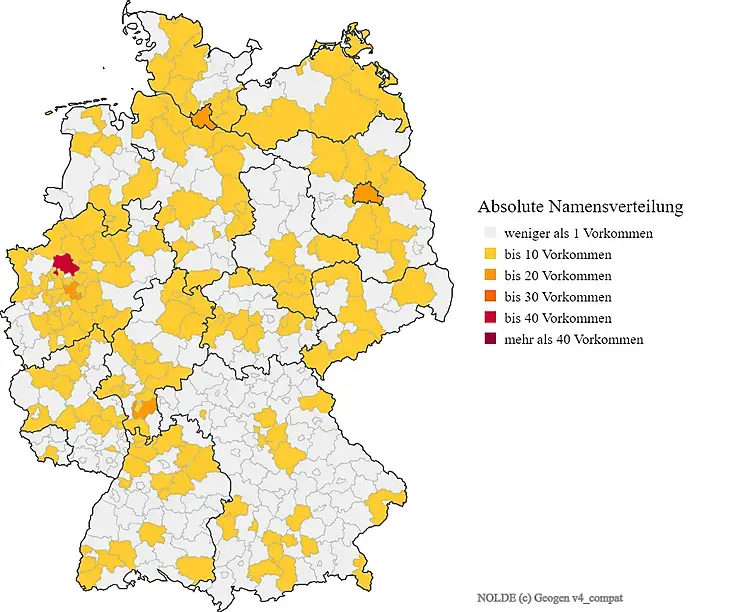 Karte Nachname Nolde Verteilung in Deutschland