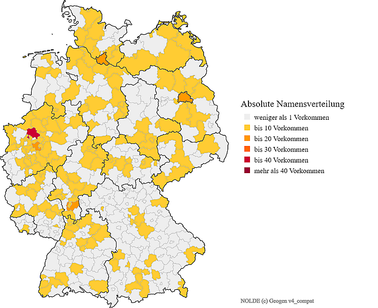 Karte Nachname Nolde Verteilung in Deutschland
