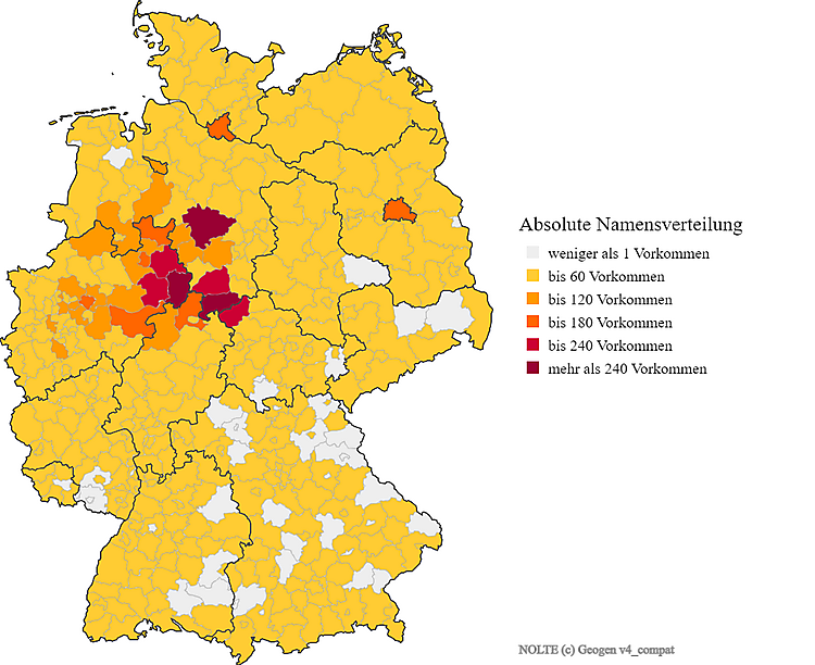 Karte Nachname Nolte Verteilung in Deutschland