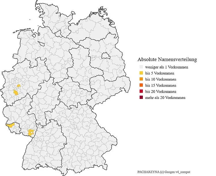 Karte Verteilung Nachname PACHARZYNA in Deutschland