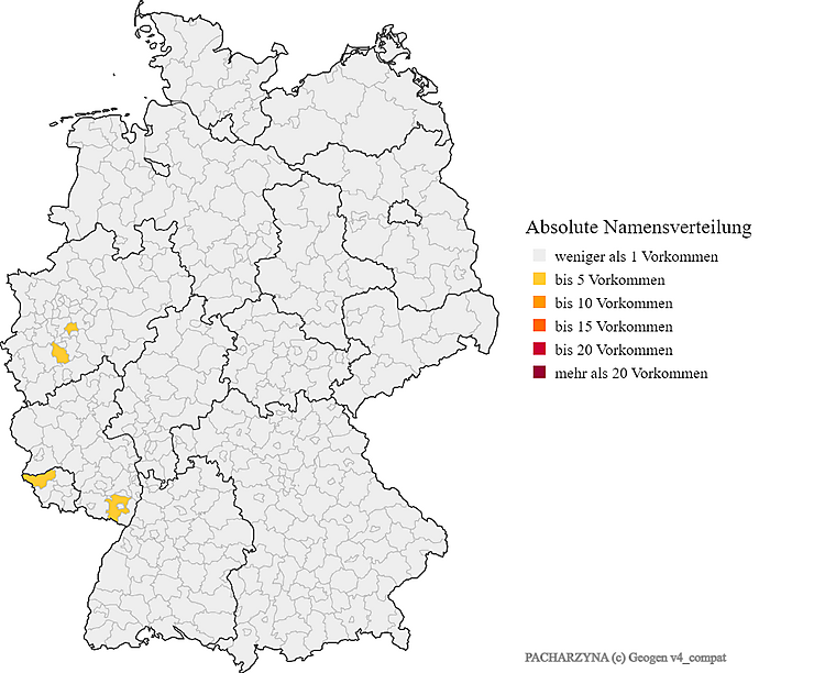 Karte Verteilung Nachname PACHARZYNA in Deutschland