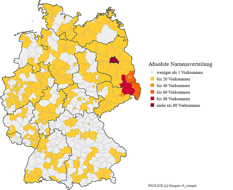 Nachname Paulick Karte Verteilung in Deutschland
