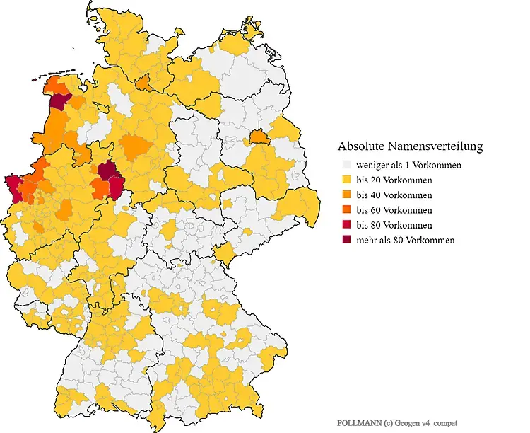Nachname Pollmann Karte Verteilung in Deutschland