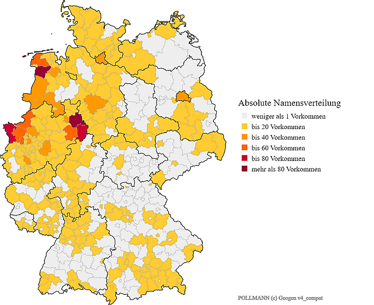 Nachname Pollmann Karte Verteilung in Deutschland