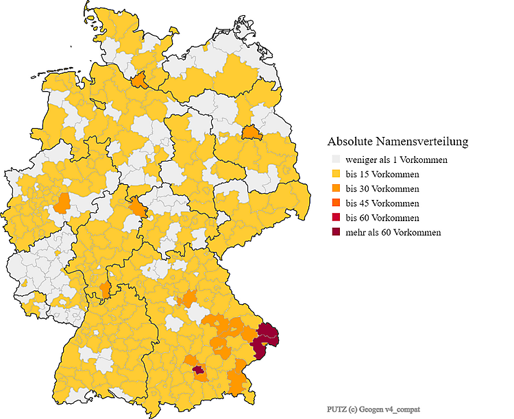 Nachname Putz Karte Verteilung in Deutschland