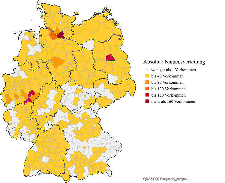 Nachname Quast Karte Verteilung in Deutschland