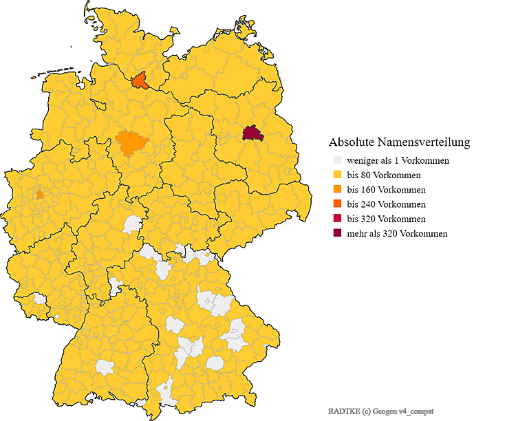 Nachname Radtke Verteilung in Deutschland