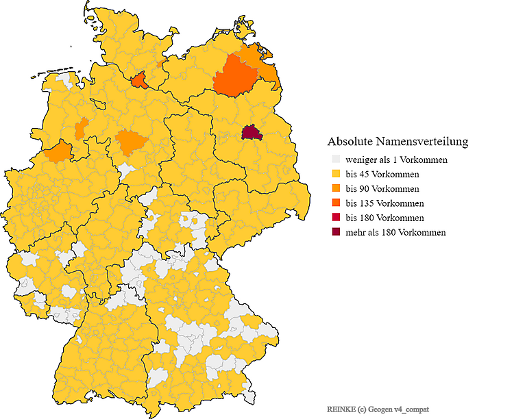 Nachname Reinke Karte Verteilung in Deutschland