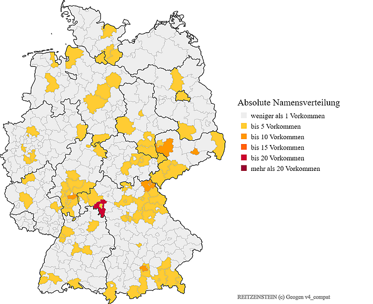 Karte Verteilung Nachname Reitzenstein in Deutschland
