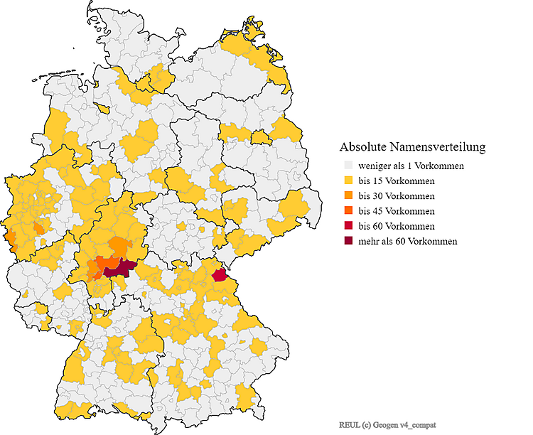 Nachname Reul Karte Verteilung in Deutschland