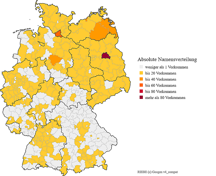 Nachname Riebe Karte Verteilung in Deutschland