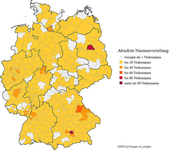 Karte Nachname Ring Verteilung in Deutschland